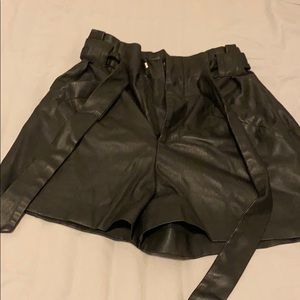 Faux leather shorts